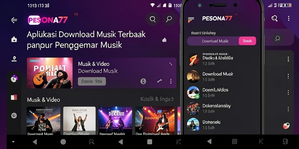 Antarmuka PESONA77 yang sederhana dan mudah digunakan untuk Download Musik.