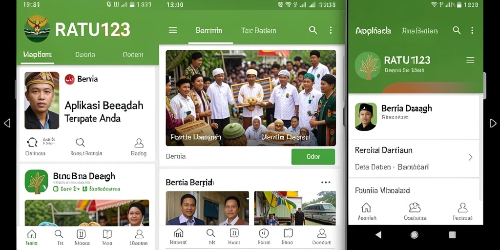 Antarmuka aplikasi RATU123 yang menampilkan berita daerah terbaru.