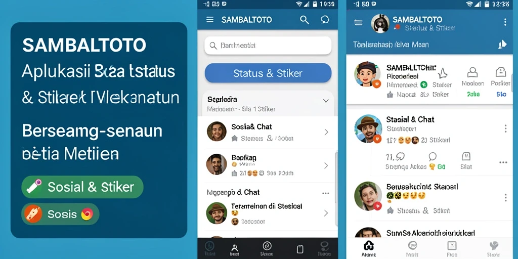Tampilan antarmuka pengguna SAMBALTOTO dengan pilihan stiker yang beragam.