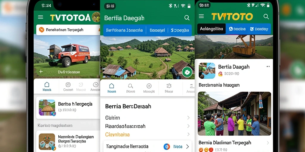 Antarmuka menarik dengan berbagai kategori Berita Daerah.